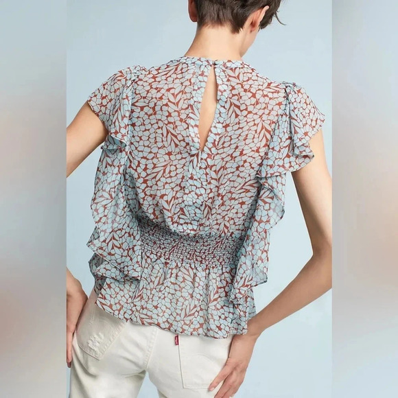 FEATHERBONE by ANTHROPOLOGIE NWOT Allegra Smocked Blouse - Picture 3 of 9